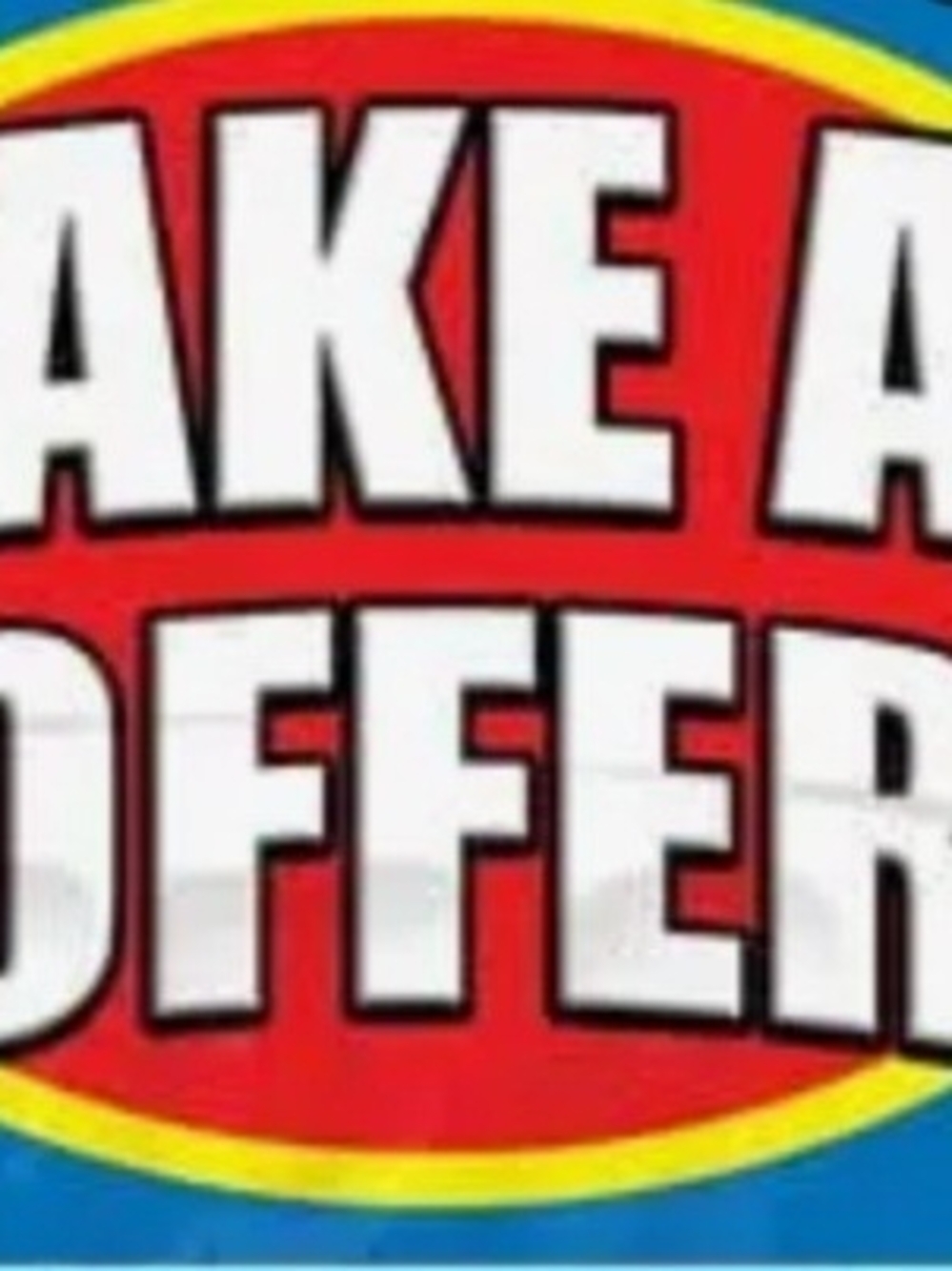 Make An Offer Desk Sign - Bold Red and Blue Office Graphic